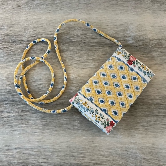 Vintage VERA BRADLEY Elizabeth 1997 Wallet On A String Long Yellow Pink Floral - Picture 3 of 17
